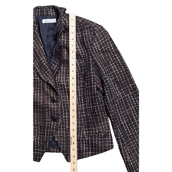 Coldwater Creek Bouclé Tweed Long Sleeve Lined Brown & White Jacket 8 Petite - Picture 3 of 9